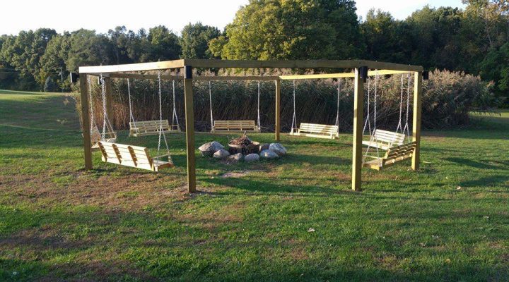 Swings at a retreat area at Brook Pointe Resort